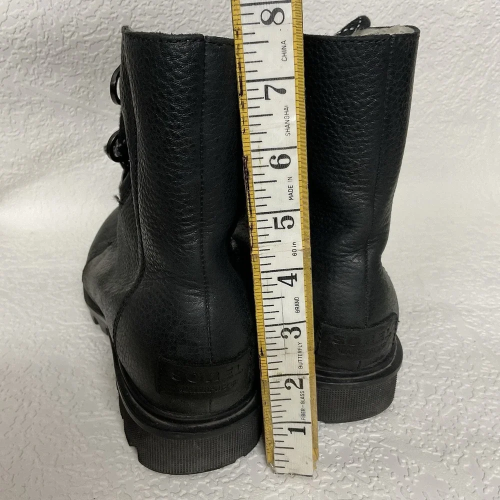 SOREL Boots Womens Emelie Conquest Waterproof Black Leather Sz 7,5 EU 38,5